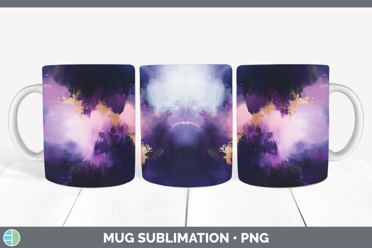Abstract Dark Purple Mug Wrap Sublimation Coffee Cup Designs