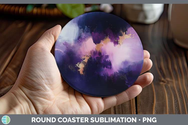 Abstract Dark Purple Round Coaster Sublimation Coaster Desig