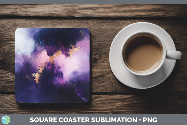 Abstract Dark Purple Square Coaster Sublimation Coaster Desi