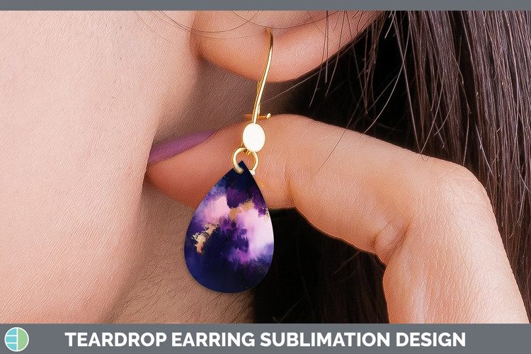 Abstract Dark Purple Teardrop Earrings Sublimation Earrings