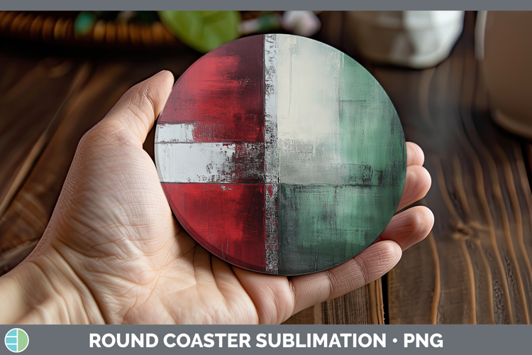 Abstract Dark Red Round Coaster Sublimation Coaster Designs