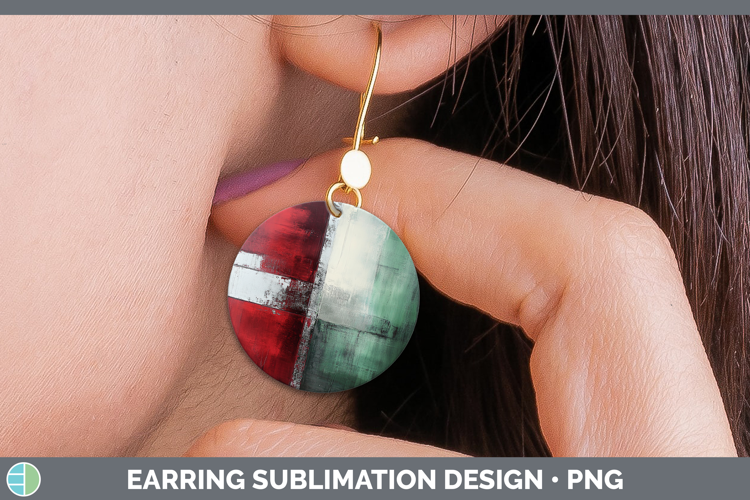 Abstract Dark Red Round Earrings Sublimation Earrings Design