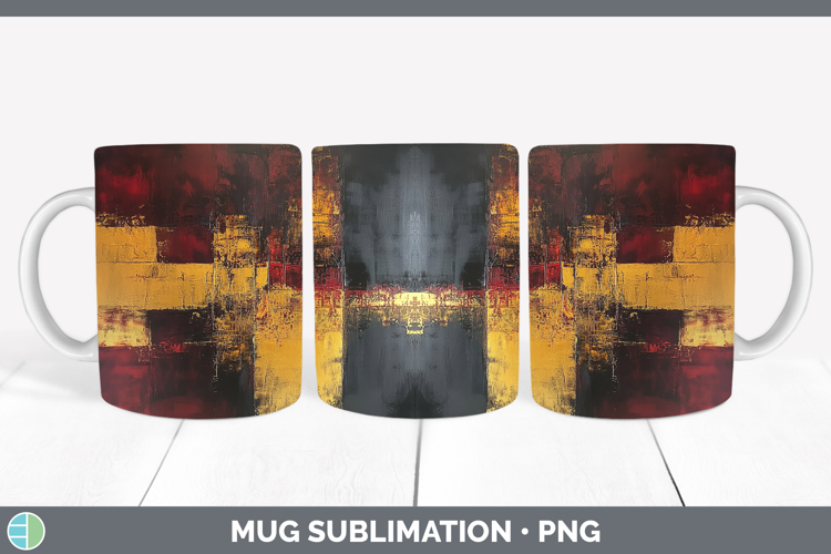Abstract Dark Yellow Mug Wrap Sublimation Coffee Cup Designs
