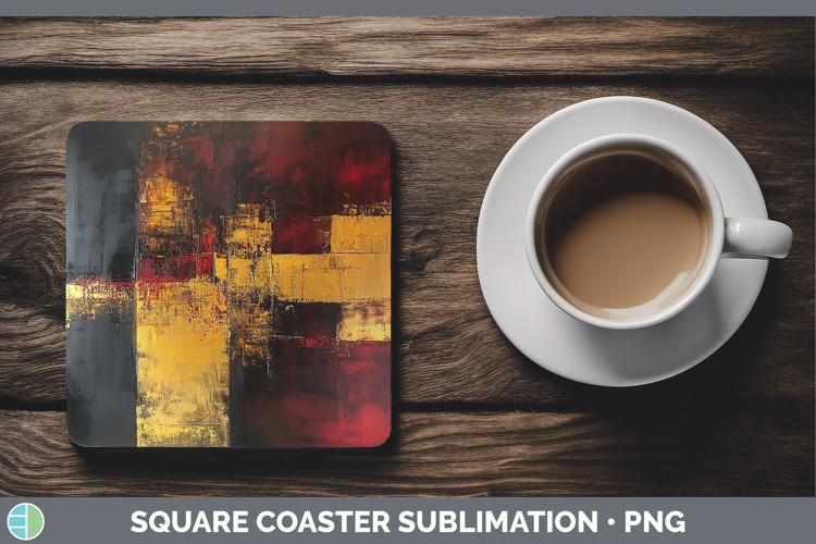 Abstract Dark Yellow Square Coaster Sublimation Coaster Desi