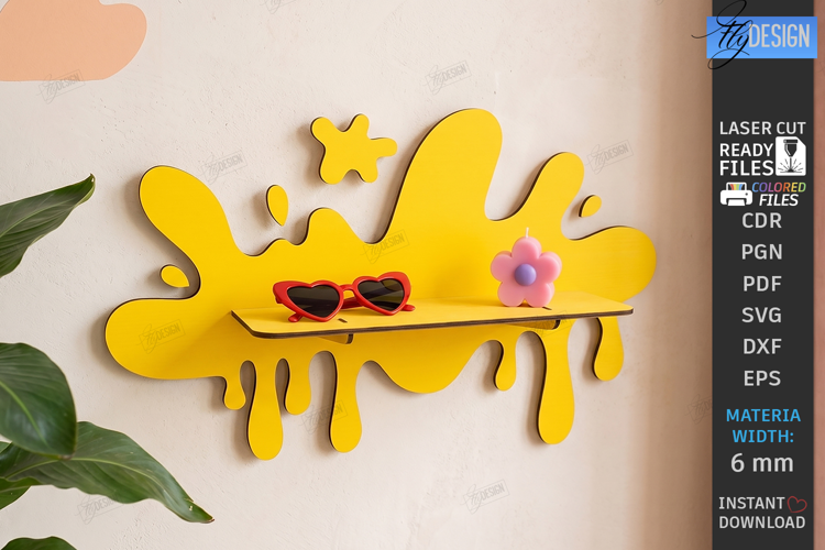 Abstract Drippy Wall Shelf Laser Cut | Abstract Wall Decor
