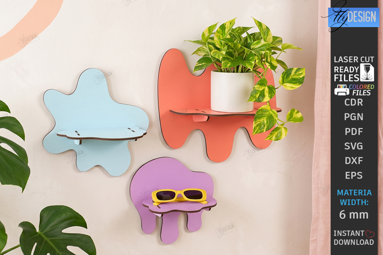 Abstract Drippy Wall Shelf Laser Cut | Abstract Wall Decor