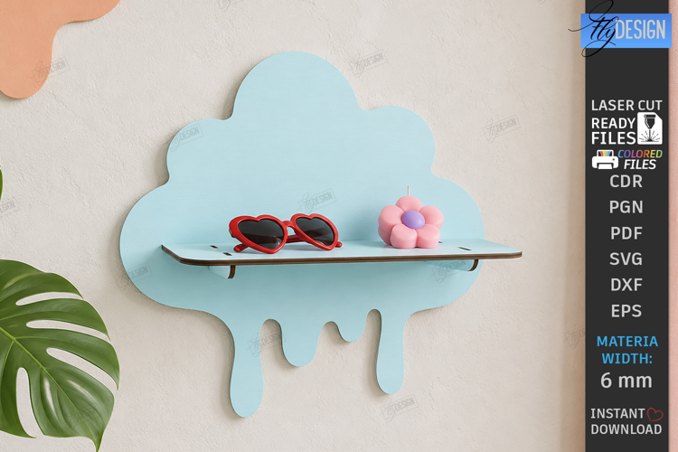 Abstract Drippy Wall Shelf Laser Cut | Abstract Wall Decor