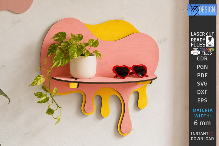 Abstract Drippy Wall Shelf Laser Cut | Abstract Wall Decor