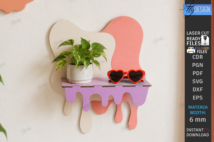 Abstract Drippy Wall Shelf Laser Cut | Abstract Wall Decor