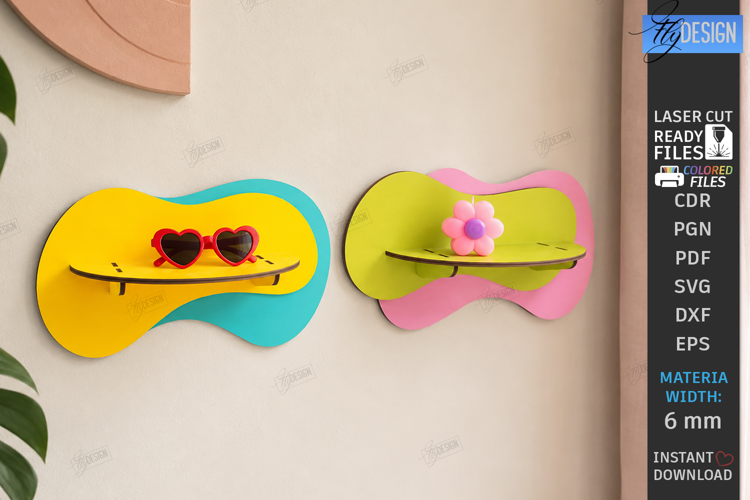 Abstract Drippy Wall Shelf Laser Cut | Abstract Wall Decor