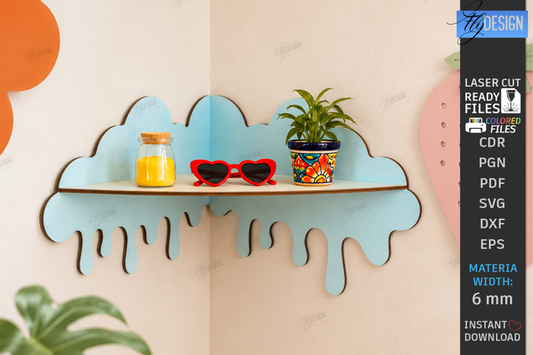Abstract Drippy Wall Shelf Laser Cut | Abstract Wall Decor