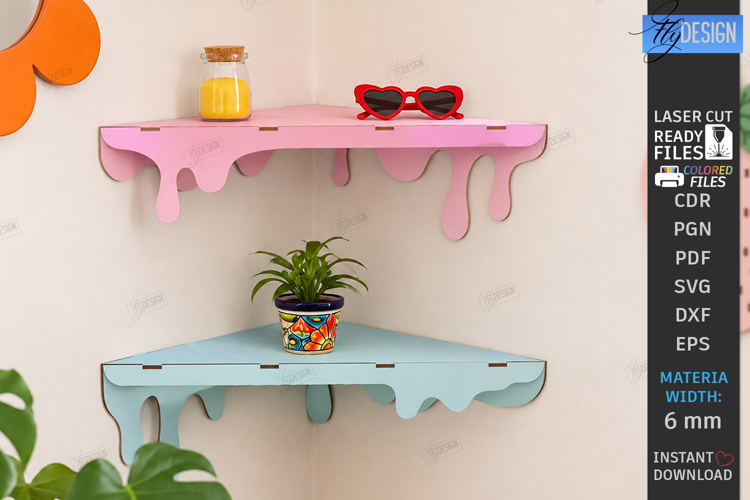 Abstract Drippy Wall Shelf Laser Cut | Abstract Wall Decor