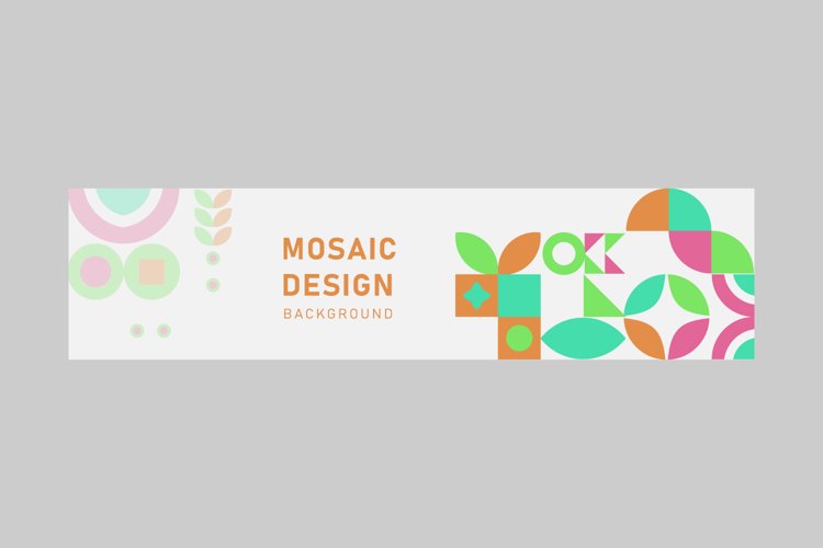 Abstract flat colorful mosaic horizontal banner and cover