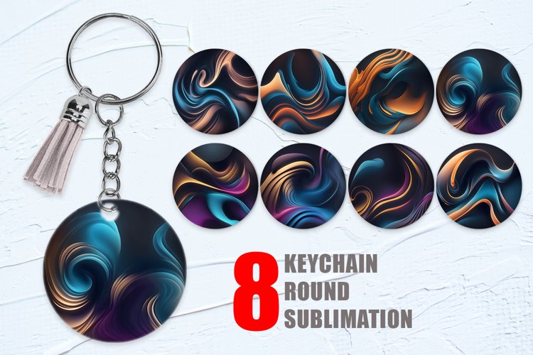 Keychain Abstract Fluid Ripples | Keyring