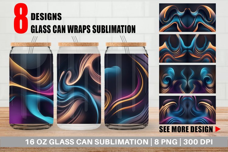 Glass Can Wraps Abstract Fluid Ripples
