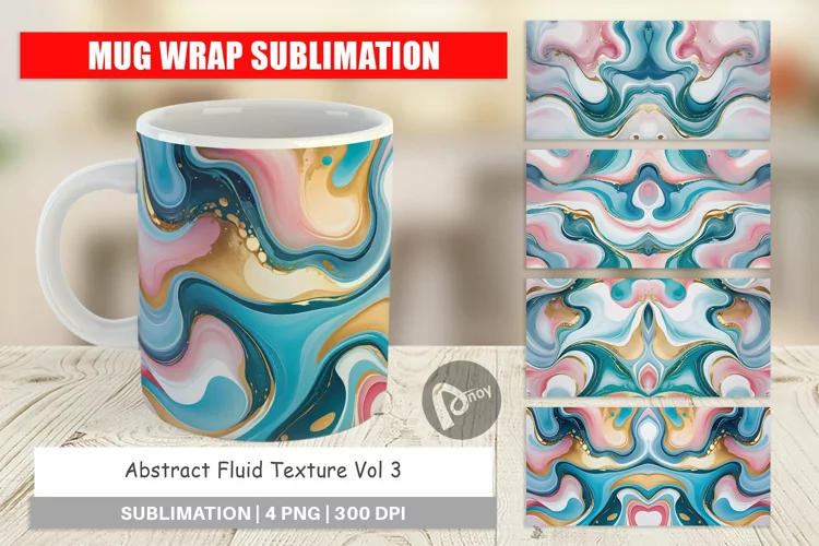Mug Wrap Design Abstract Fluid
