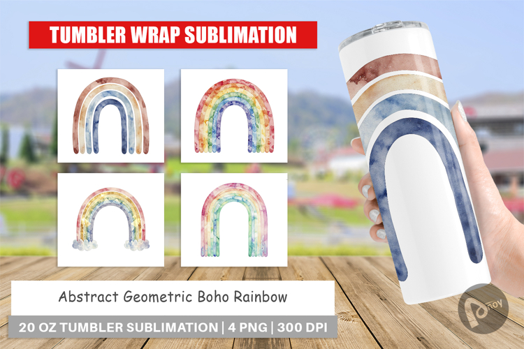 Geometric Boho Rainbow Tumbler