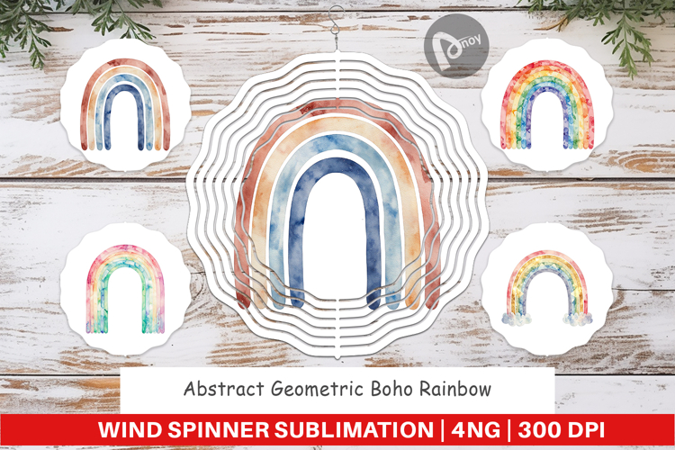 Geometric Boho Rainbow Wind Spinner