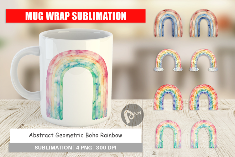 Geometric Boho Rainbow Mug Wrap
