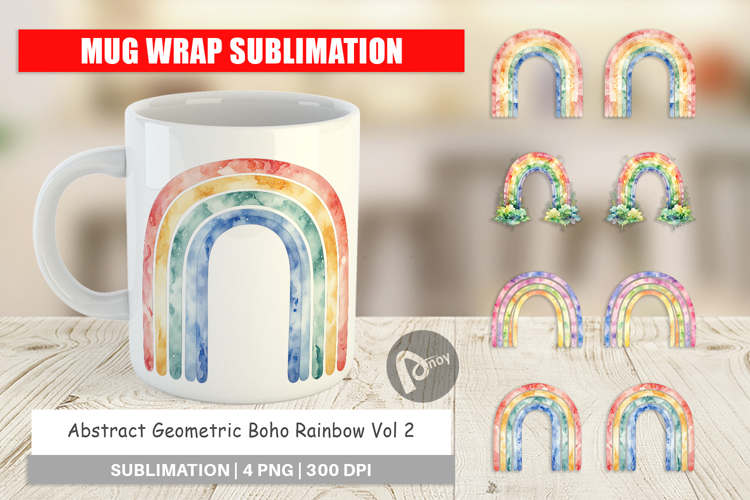 Geometric Boho Rainbow Mug Wrap