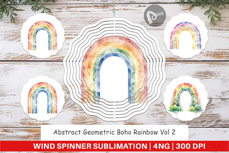 Geometric Boho Rainbow Wind Spinner