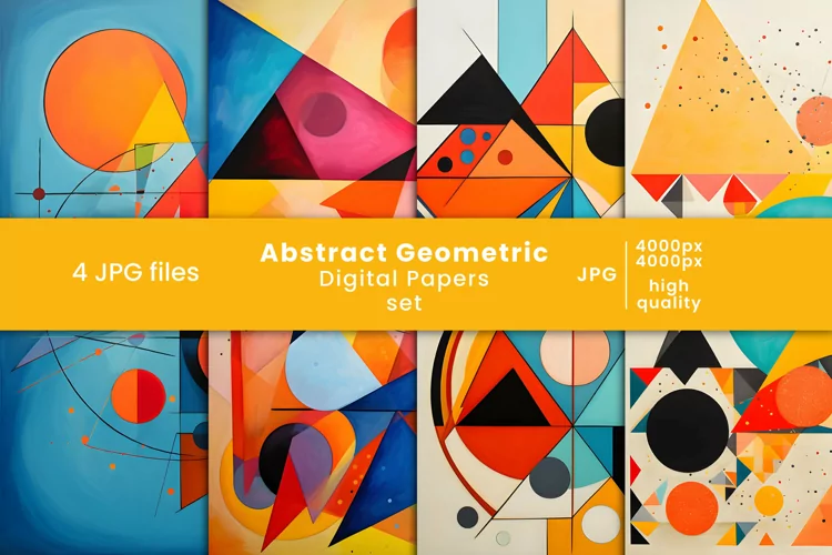 abstract geometric digital papers and colorful patterns
