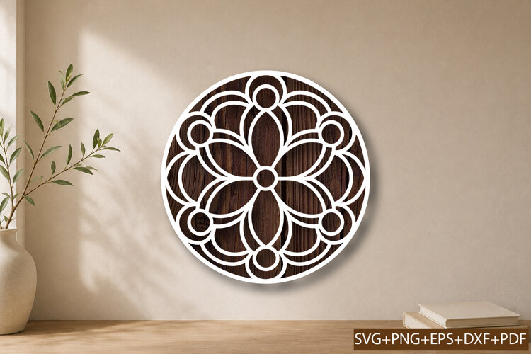 Abstract Geometric Floral Laser Cut SVG example image 1