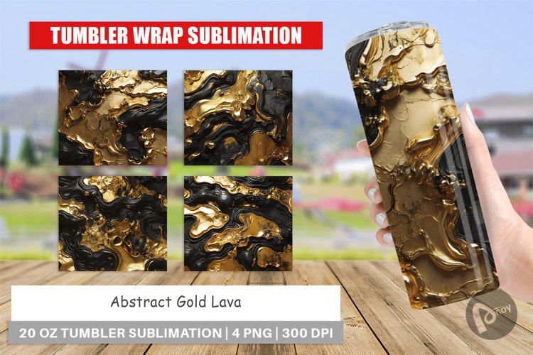 Tumbler Sublimation Wrap Abstract Gold Lava
