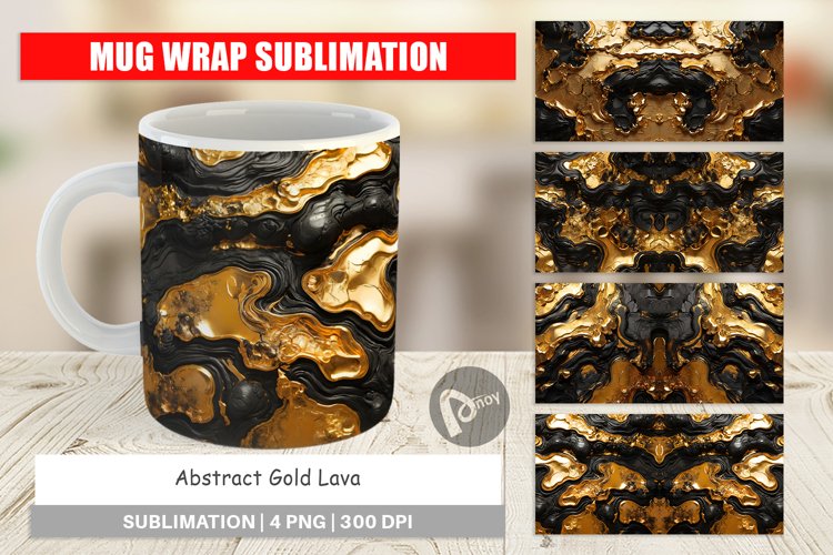 Mug Wrap Design Abstract Gold Lava