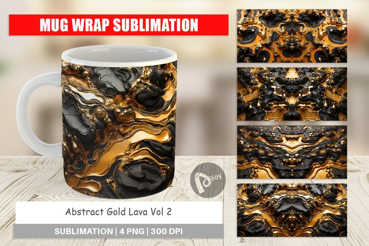 Mug Wrap Design Abstract Gold Lava