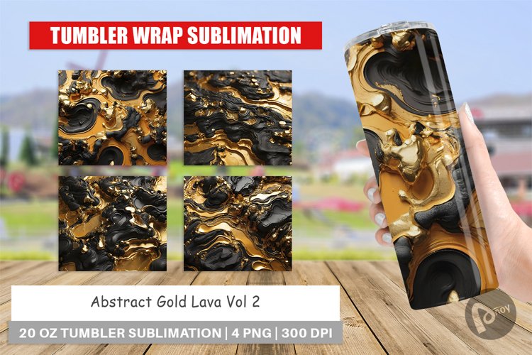 Tumbler Sublimation Wrap Abstract Gold Lava