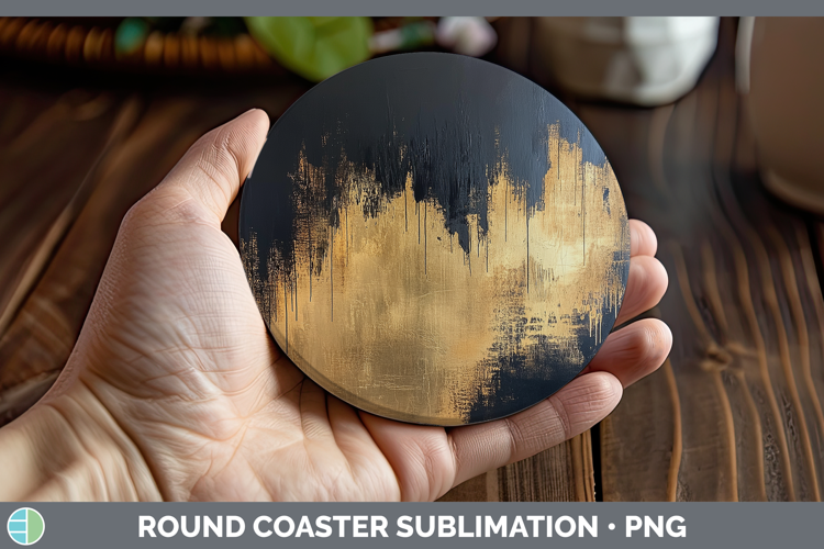 Abstract Gold Round Coaster Sublimation Coaster Designs