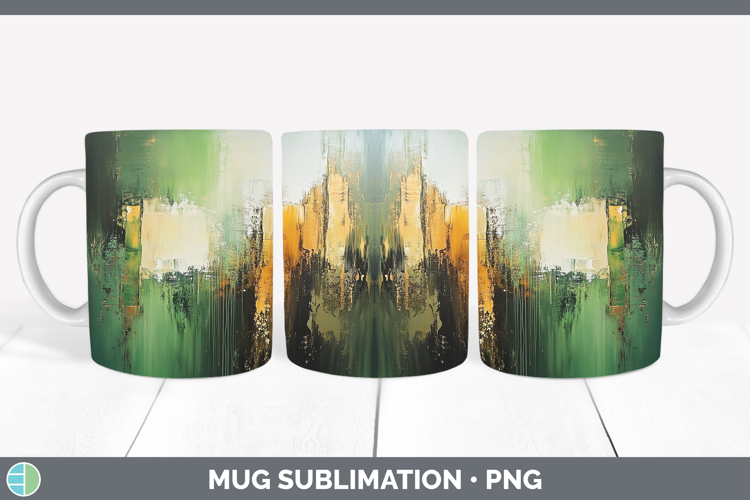Abstract Green Mug Wrap Sublimation Coffee Cup Designs