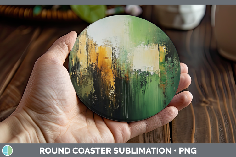 Abstract Green Round Coaster Sublimation Coaster Designs