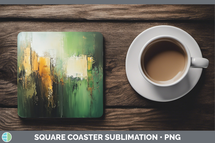 Abstract Green Square Coaster Sublimation Coaster Designs