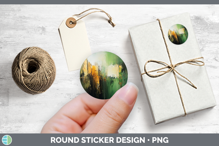 Abstract Green Stickers | Round Labels Designs