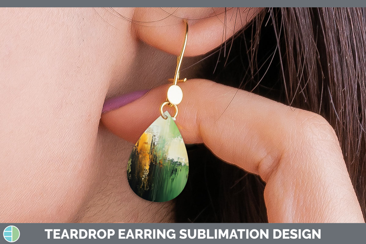 Abstract Green Teardrop Earrings Sublimation Earrings Design
