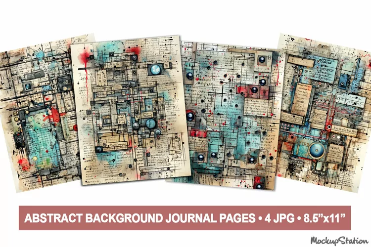 Abstract Background Junk Journal Pages, Fantasy Scrapbook