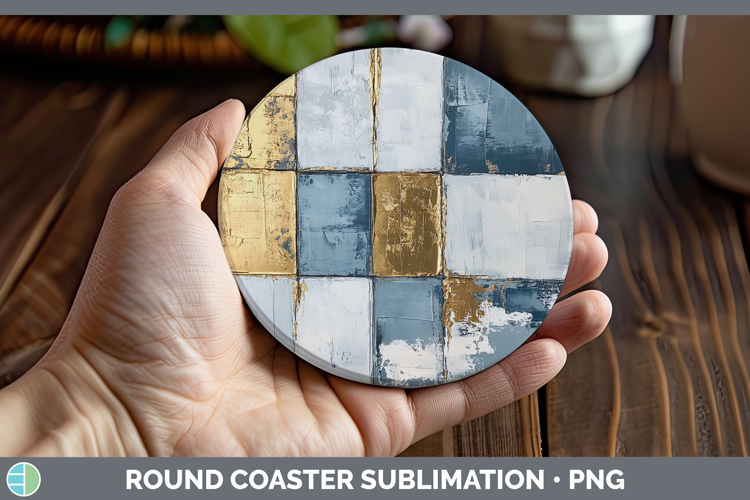 Abstract Light Blue Round Coaster Sublimation Coaster Design