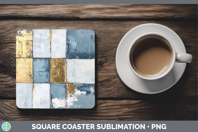 Abstract Light Blue Square Coaster Sublimation Coaster Desig
