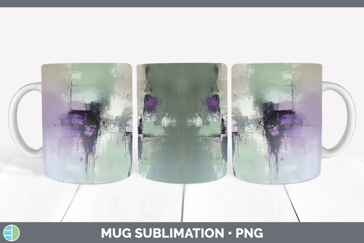 Abstract Light Green Mug Wrap Sublimation Coffee Cup Designs