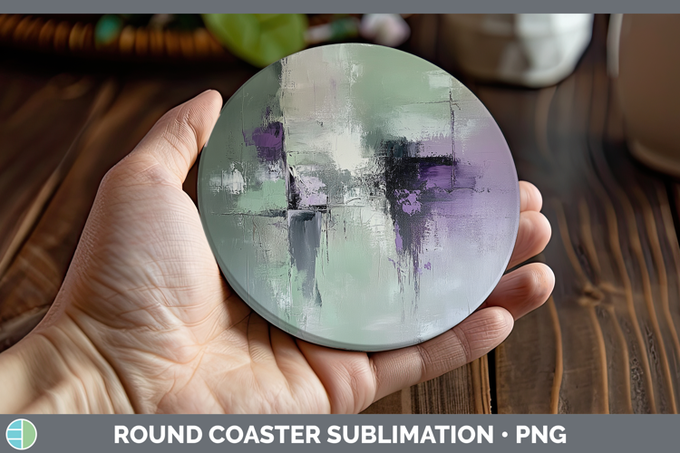Abstract Light Green Round Coaster Sublimation Coaster Desig