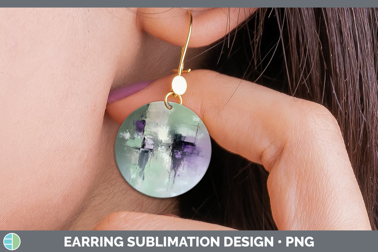 Abstract Light Green Round Earrings Sublimation Earrings Des