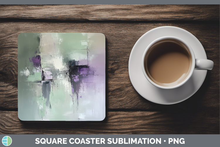 Abstract Light Green Square Coaster Sublimation Coaster Desi