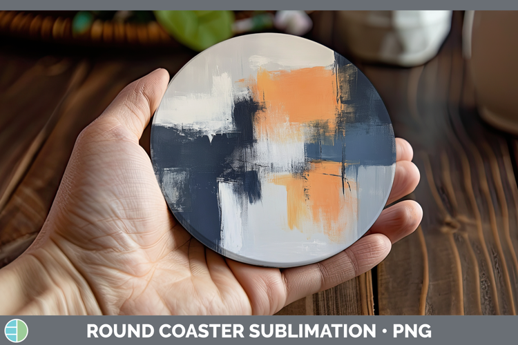 Abstract Light Orange Round Coaster Sublimation Coaster Desi