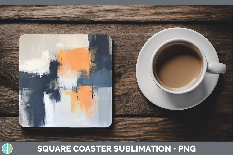 Abstract Light Orange Square Coaster Sublimation Coaster Des