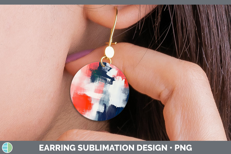 Abstract Light Red Round Earrings Sublimation Earrings Desig