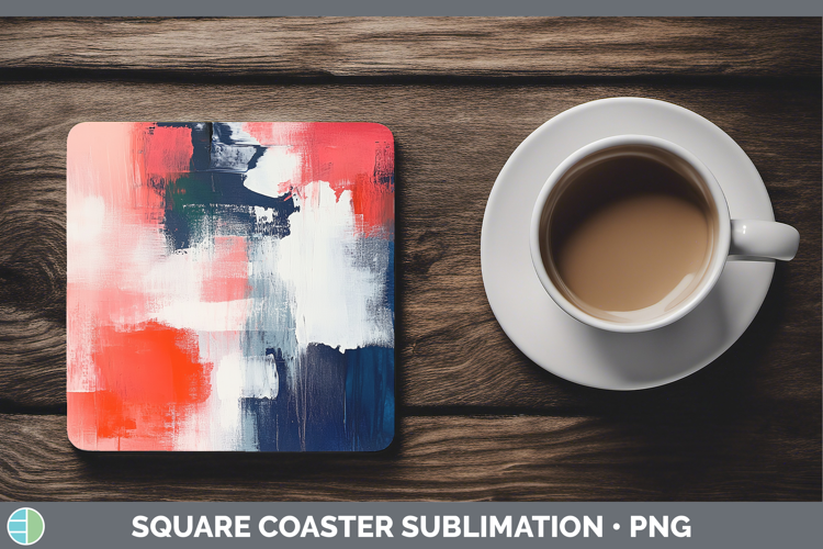 Abstract Light Red Square Coaster Sublimation Coaster Design