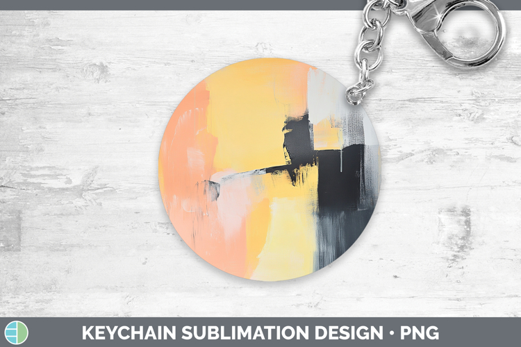 Abstract Light Yellow Keychain Sublimation Keyring Designs