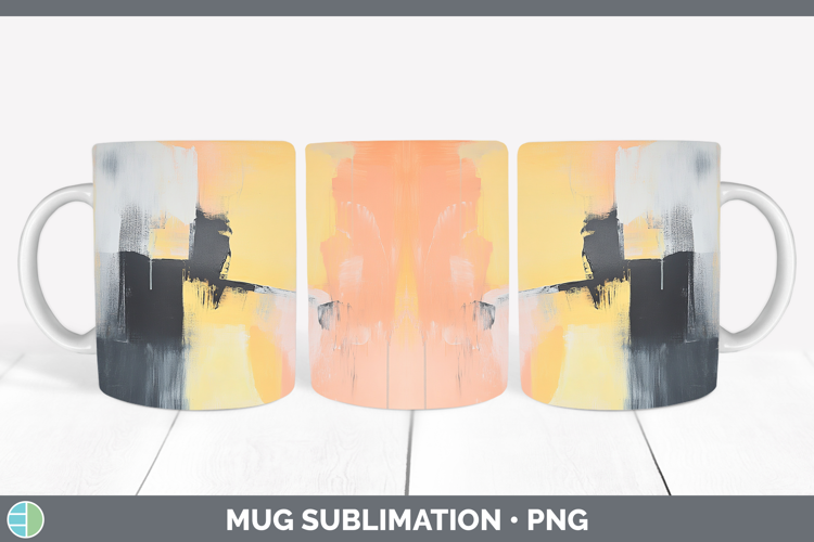 Abstract Light Yellow Mug Wrap Sublimation Coffee Cup Design